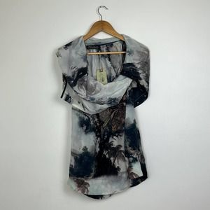 All Saints Silk Nirvana Print Top NWT